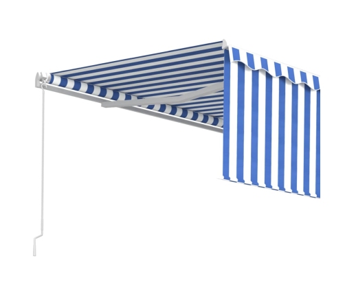 Toldo automático retráctil con persiana azul y blanco 4,5x3 m