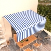 Toldo automático retráctil con persiana azul y blanco 4,5x3 m