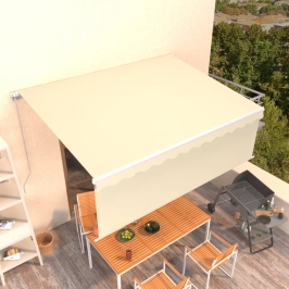 Toldo retráctil manual con persiana crema 4,5x3 m