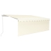 Toldo retráctil manual con persiana y LED crema 4,5x3 m