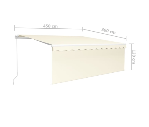 Toldo retráctil manual con persiana y LED crema 4,5x3 m