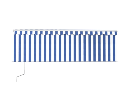 Toldo automático retráctil con persiana azul y blanco 4,5x3 m