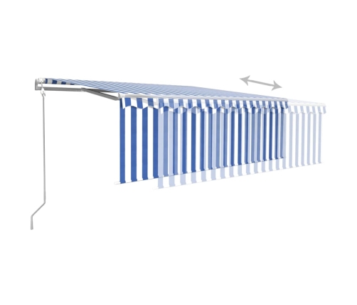 Toldo automático retráctil con persiana azul y blanco 4,5x3 m