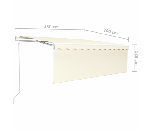 Toldo automático persiana LED sensor de viento crema 4,5x3 m