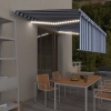 Toldo retráctil manual con persiana y LED azul y blanco 5x3 m