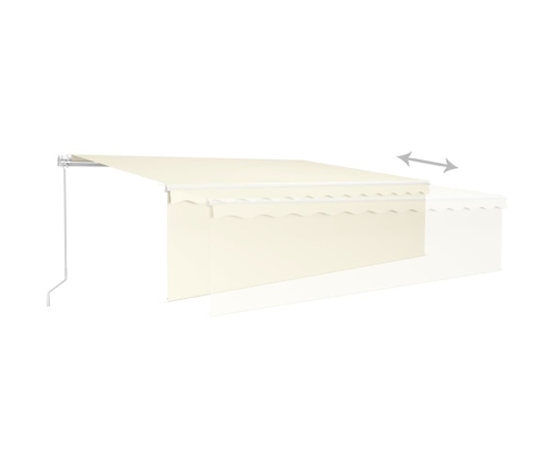 Toldo retráctil manual con persiana y LED crema 5x3 m