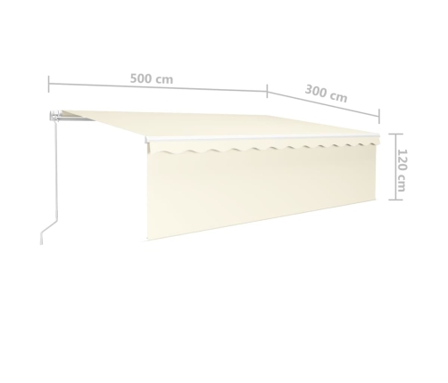 Toldo retráctil manual con persiana y LED crema 5x3 m