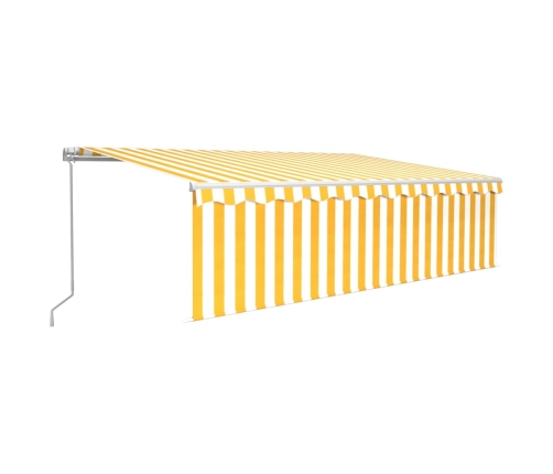 Toldo retráctil manual persiana y LED amarillo y blanco 5x3 m