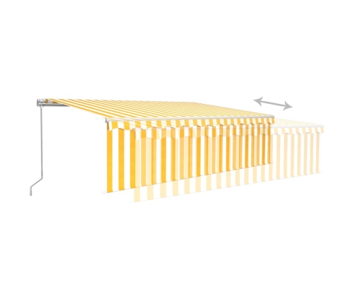 Toldo retráctil manual persiana y LED amarillo y blanco 5x3 m