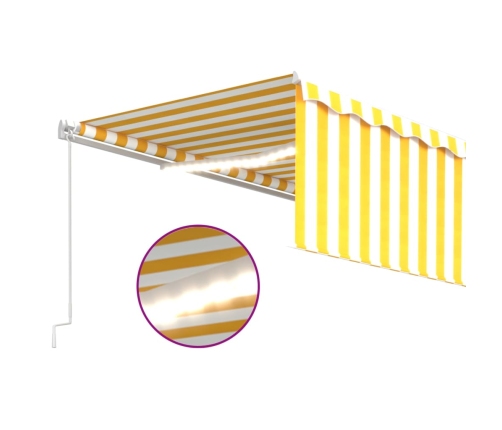 Toldo retráctil manual persiana y LED amarillo y blanco 5x3 m