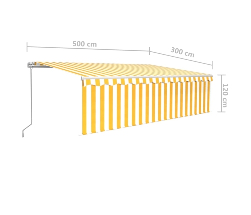 Toldo retráctil manual persiana y LED amarillo y blanco 5x3 m