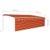 Toldo retráctil manual con persiana y LED naranja y marrón 5x3m