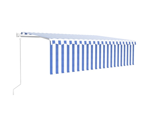 Toldo retráctil automático con persiana azul y blanco 5x3 m