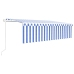 Toldo retráctil automático con persiana azul y blanco 5x3 m