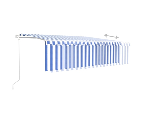 Toldo retráctil automático con persiana azul y blanco 5x3 m