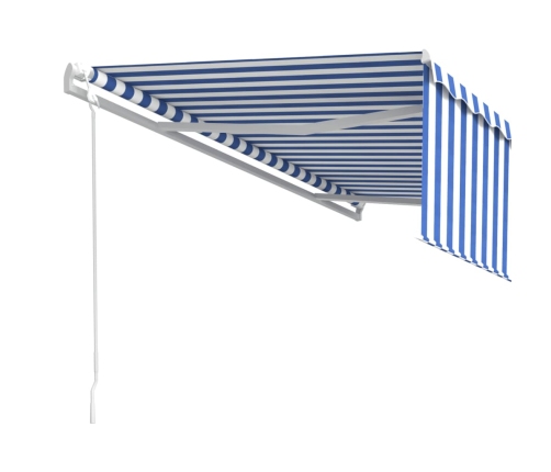 Toldo retráctil automático con persiana azul y blanco 5x3 m
