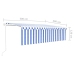 Toldo retráctil automático con persiana azul y blanco 5x3 m