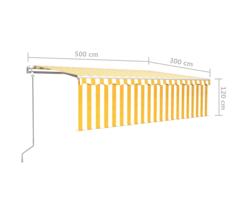 Toldo automático persiana, LED y sensor de viento amarillo 5x3m