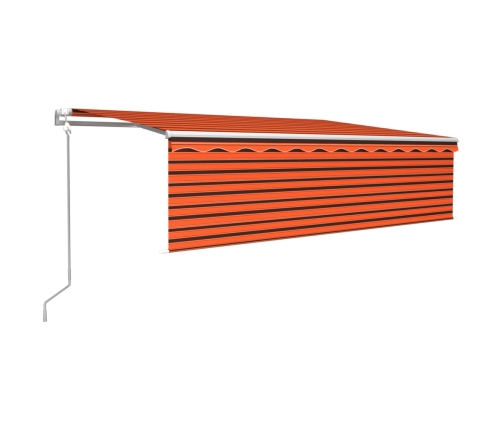 Toldo automático persiana LED sensor viento naranja marrón 5x3m