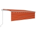 Toldo automático persiana LED sensor viento naranja marrón 5x3m