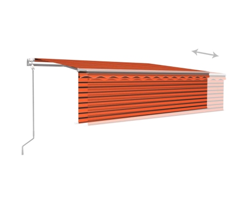 Toldo automático persiana LED sensor viento naranja marrón 5x3m