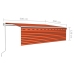 Toldo automático persiana LED sensor viento naranja marrón 5x3m