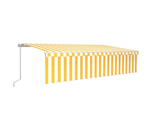 Toldo retráctil manual con persiana amarillo y blanco 6x3 m