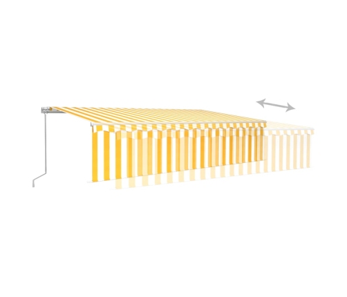 Toldo retráctil manual con persiana amarillo y blanco 6x3 m