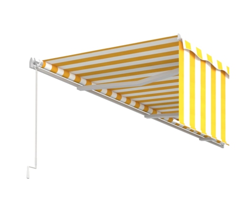 Toldo retráctil manual con persiana amarillo y blanco 6x3 m