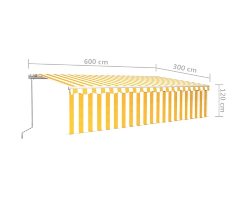 Toldo retráctil manual con persiana amarillo y blanco 6x3 m