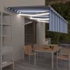 Toldo retráctil manual con persiana y LED azul y blanco 6x3 m