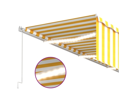 Toldo retráctil manual con persiana y LED amarillo blanco 6x3 m