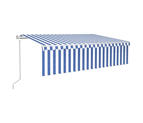 Toldo automático retráctil con persiana 6x3 m azul y blanco