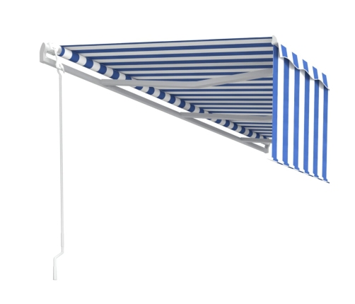 Toldo automático retráctil con persiana 6x3 m azul y blanco