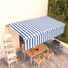 Toldo automático retráctil con persiana 6x3 m azul y blanco