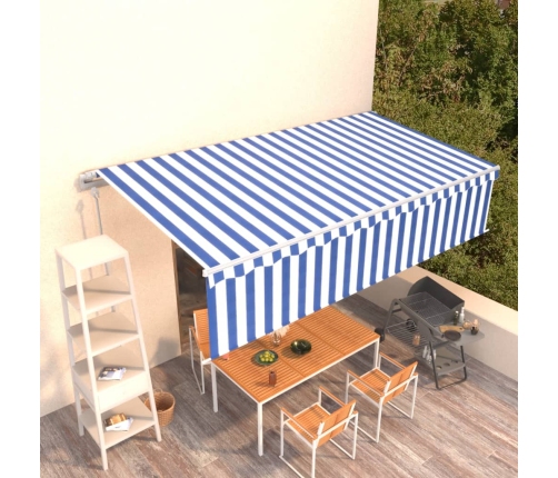 Toldo automático retráctil con persiana 6x3 m azul y blanco