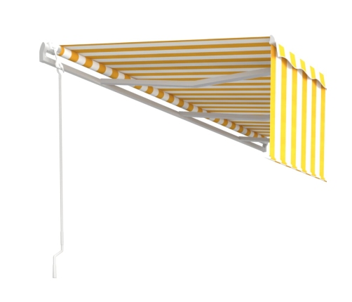 Toldo automático retráctil con persiana amarillo y blanco 6x3 m