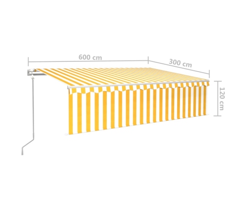 Toldo automático retráctil con persiana amarillo y blanco 6x3 m