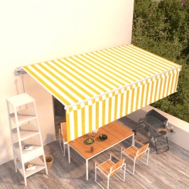 Toldo automático retráctil con persiana amarillo y blanco 6x3 m