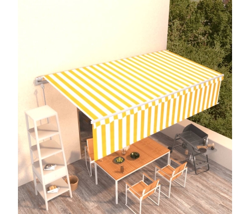 Toldo automático retráctil con persiana amarillo y blanco 6x3 m