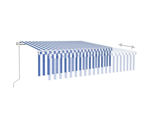 Toldo automático persiana LED sensor de viento azul blanco 6x3m