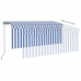 Toldo retráctil manual con persiana azul y blanco 3x2,5 m