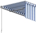 Toldo retráctil manual con persiana azul y blanco 3x2,5 m