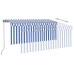 Toldo manual retráctil con persiana y LED azul y blanco 3x2,5 m