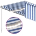 Toldo manual retráctil con persiana y LED azul y blanco 3x2,5 m