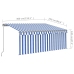 Toldo manual retráctil con persiana y LED azul y blanco 3x2,5 m