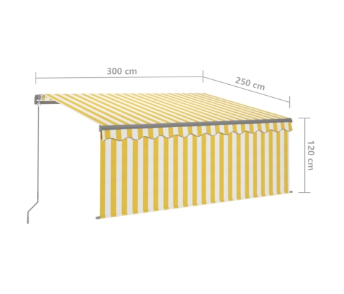 Toldo manual retráctil con persiana LED amarillo blanco 3x2,5m