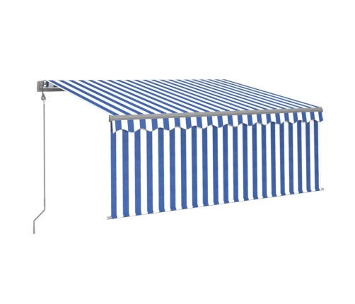 Toldo automático retráctil con persiana azul y blanco 3x2,5m