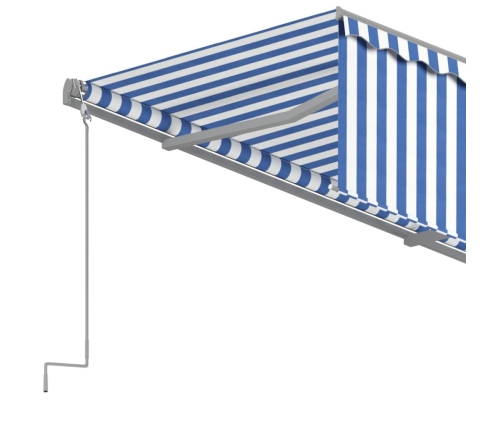 Toldo automático retráctil con persiana azul y blanco 3x2,5m