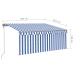 Toldo automático retráctil con persiana azul y blanco 3x2,5m